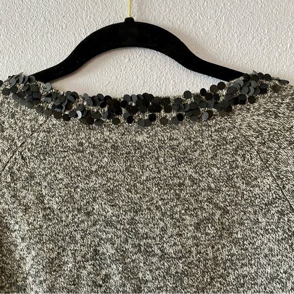 J. Crew Sweaters Gray Lambswool Boyfriend Black sequin crew neck pull over XS - Picture 9 of 9